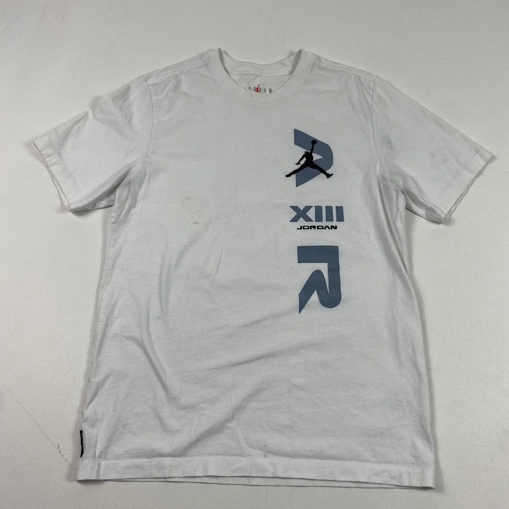 Jordan Shirt Mens Medium White XIII Jumpman Logo Basketball Graphic Tee